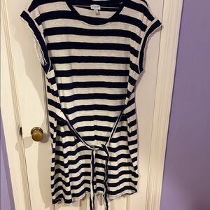JCrew Factory Navy and White Striped Dress